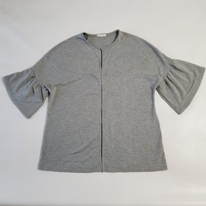 Pleione Women's Bell Sleeve Cardigan in Heather Gray